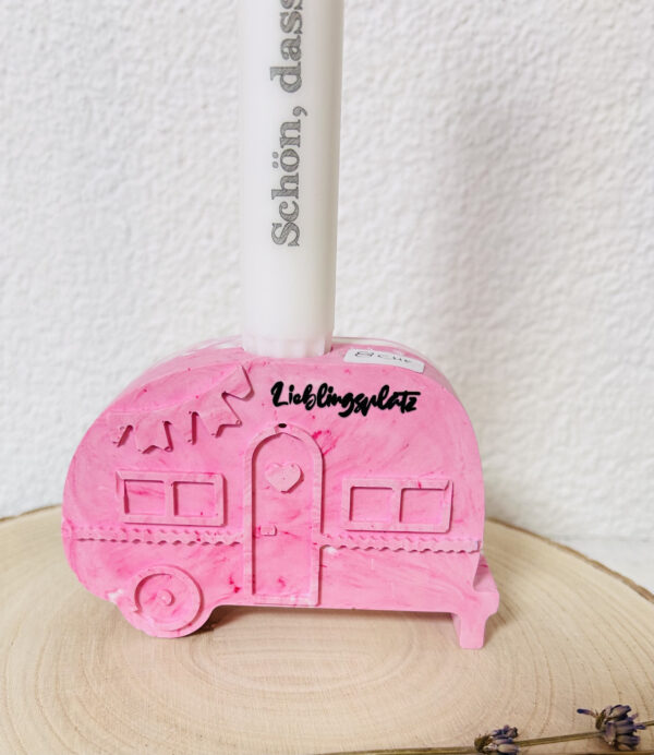 Kerzenhalter Wohnwagen PINK