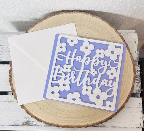 Grusskarte HAPPY BIRTHDAY LILA