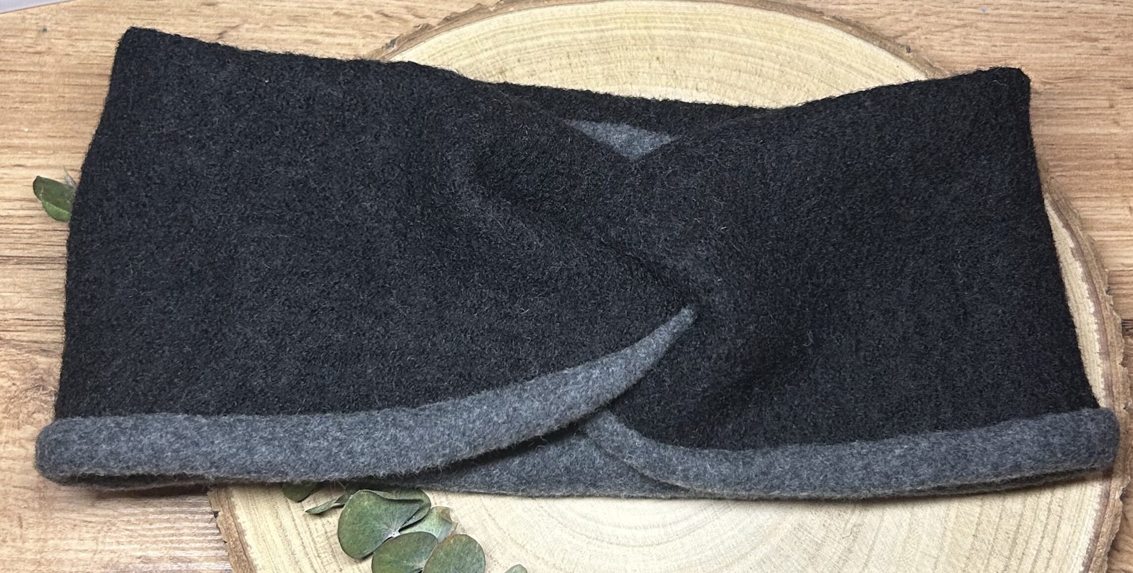 Damen Walklodenstirnband SCHWARZ