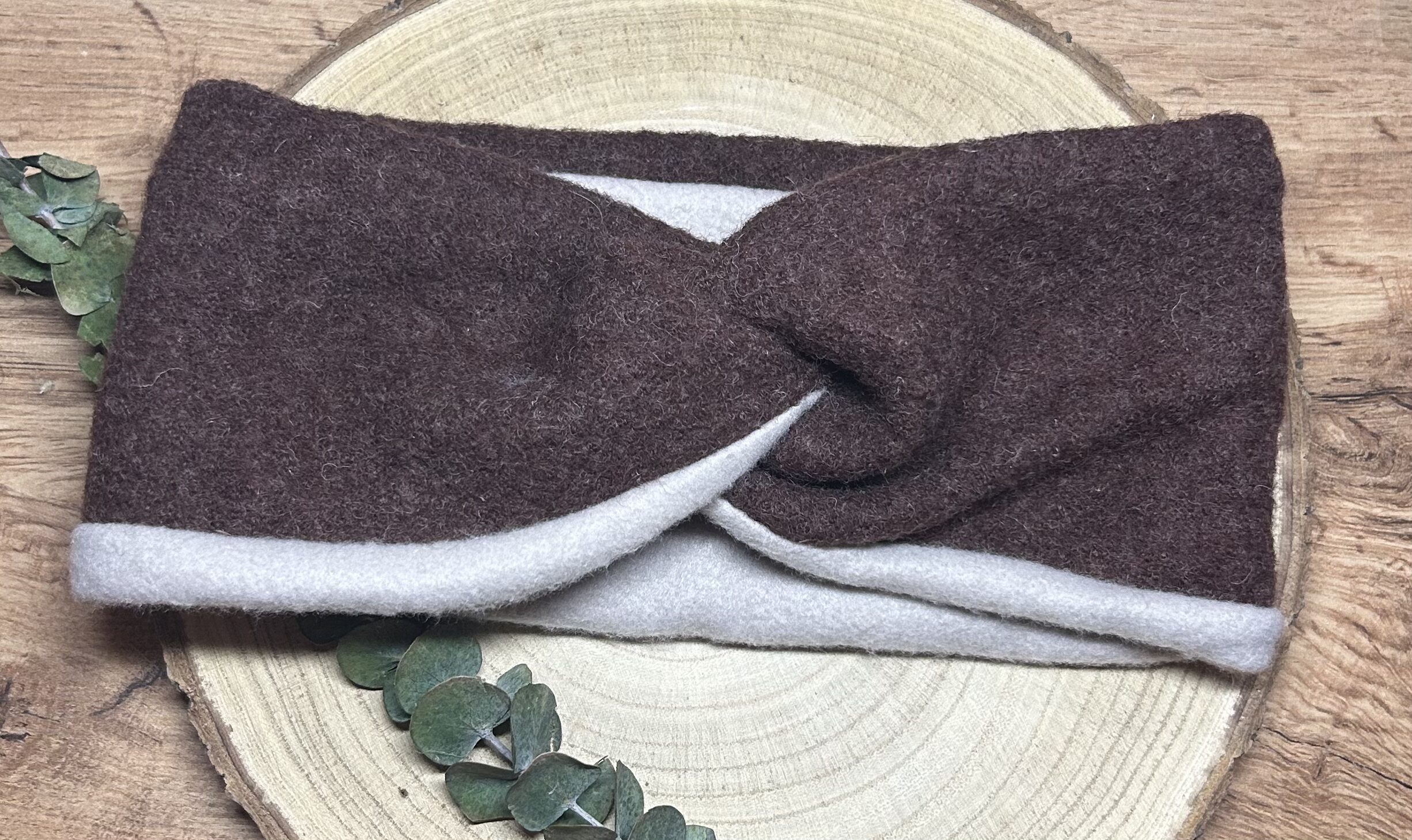 Damen Walklodenstirnband BRAUN MELIERT